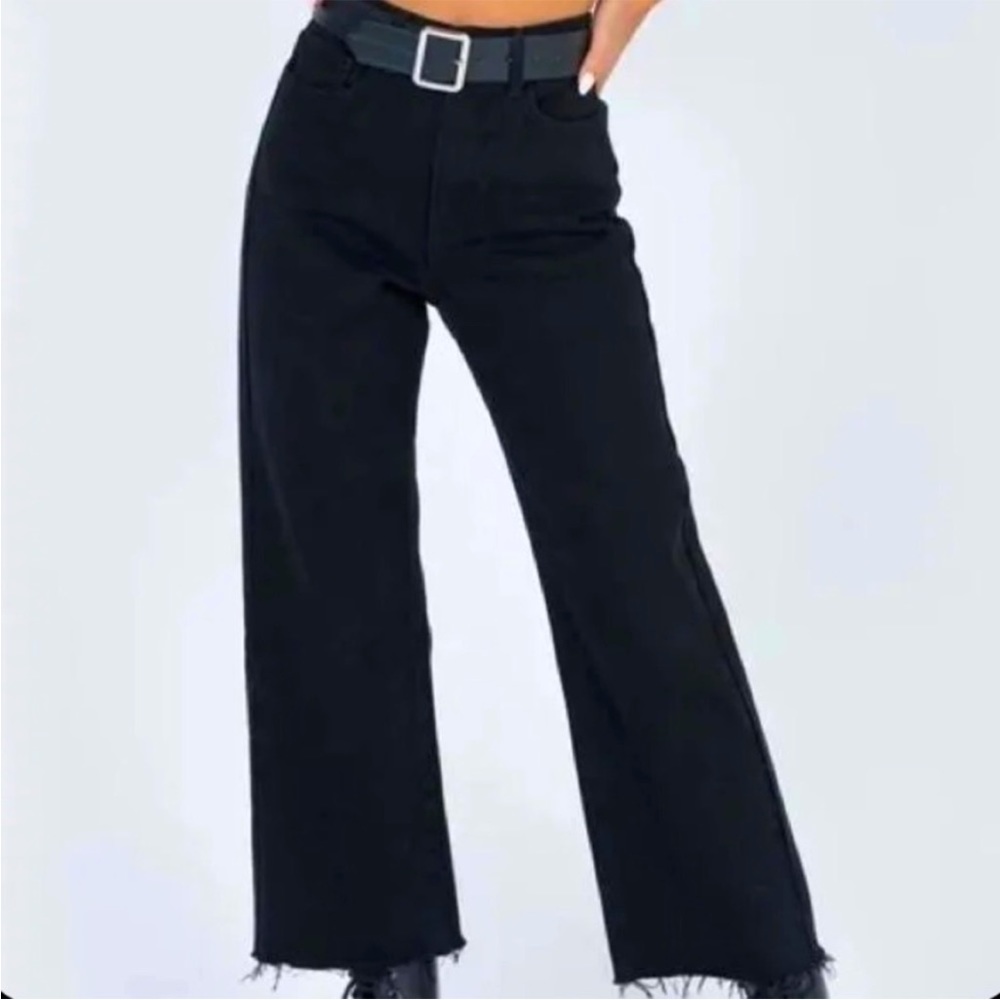 Princess Polly size 12 black wide leg raw hem women’s black jeans